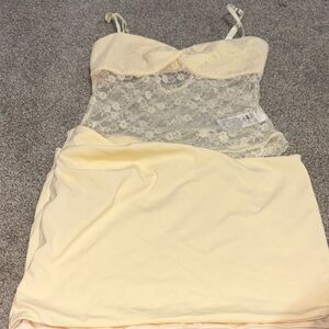 Edikted Cream Lace Chemise
